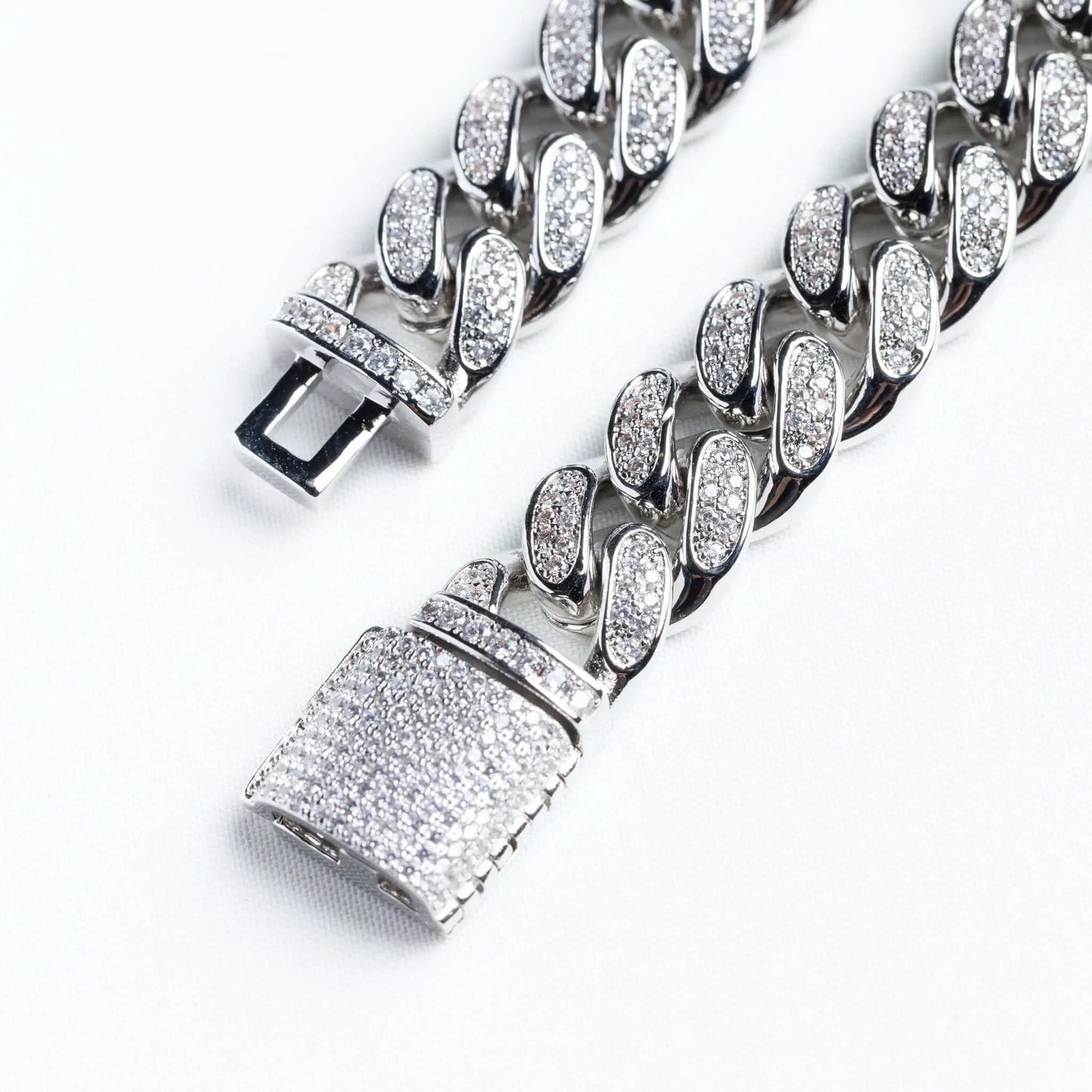 Tyresse 12mm Iced Miami Cuban Bracelet - White Gold