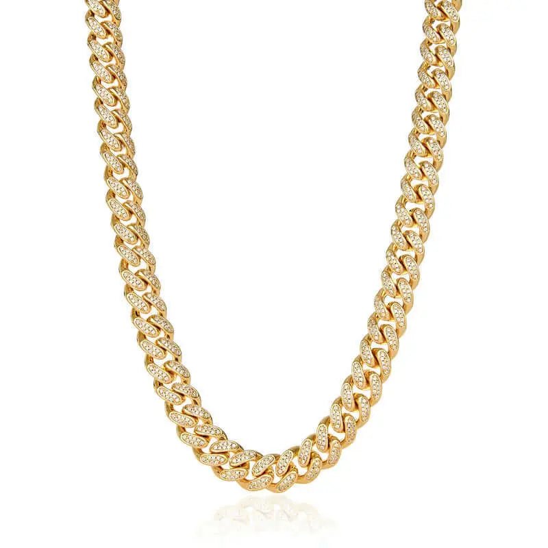 12mm Iced Miami Cuban Necklace - Gold - Tyresse