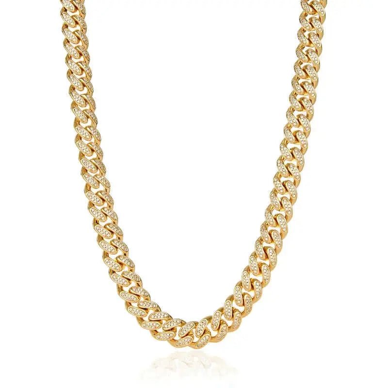 12mm Iced Miami Cuban Chain - Gold - Tyresse