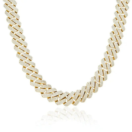 19mm Iced Prong Cuban Chain - Gold - Tyresse