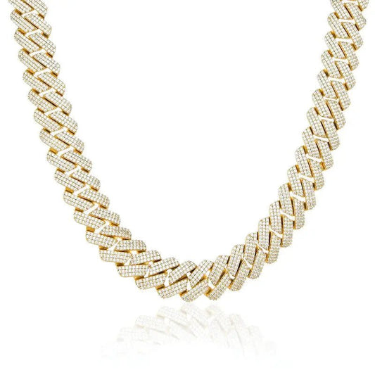 19mm Iced Prong Cuban Necklace - Gold - Tyresse
