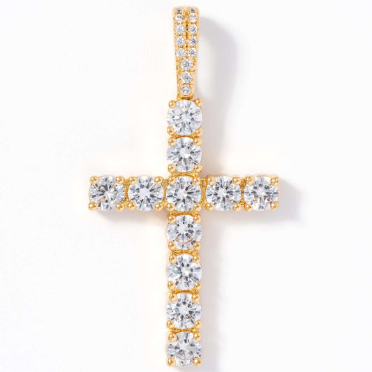 Iced Cross Pendant - Gold