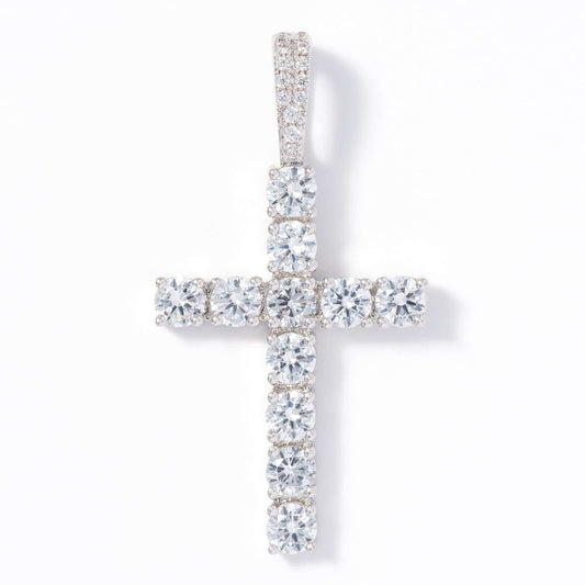 Iced Cross Pendant - White Gold