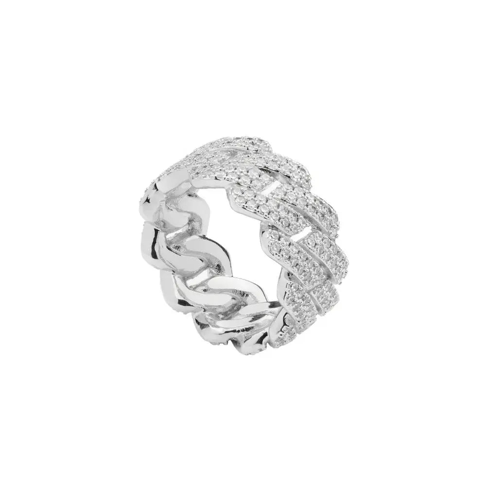  Tyresse Iced Prong Cuban Ring - Silver