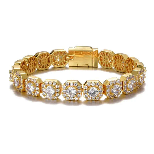 Womens 10mm Clustered Tennis Bracelet - Gold - Tyresse