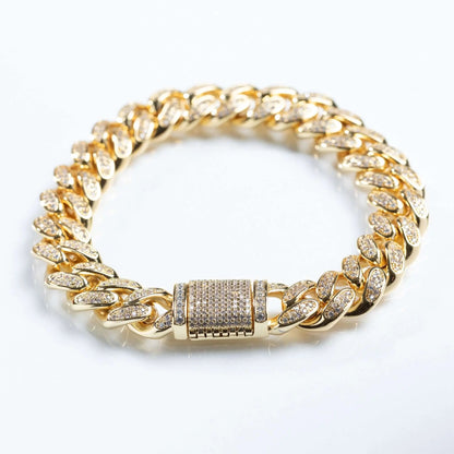 12mm 18K Gold Plated Miami Cuban Bracelet Drip Store WorldWide