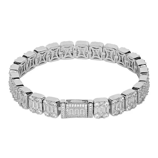  Tyresse 8mm Baguette Tennis Bracelet - White Gold