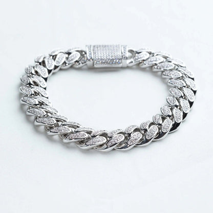 Tyresse  12mm Iced Miami Cuban Bracelet - Silver