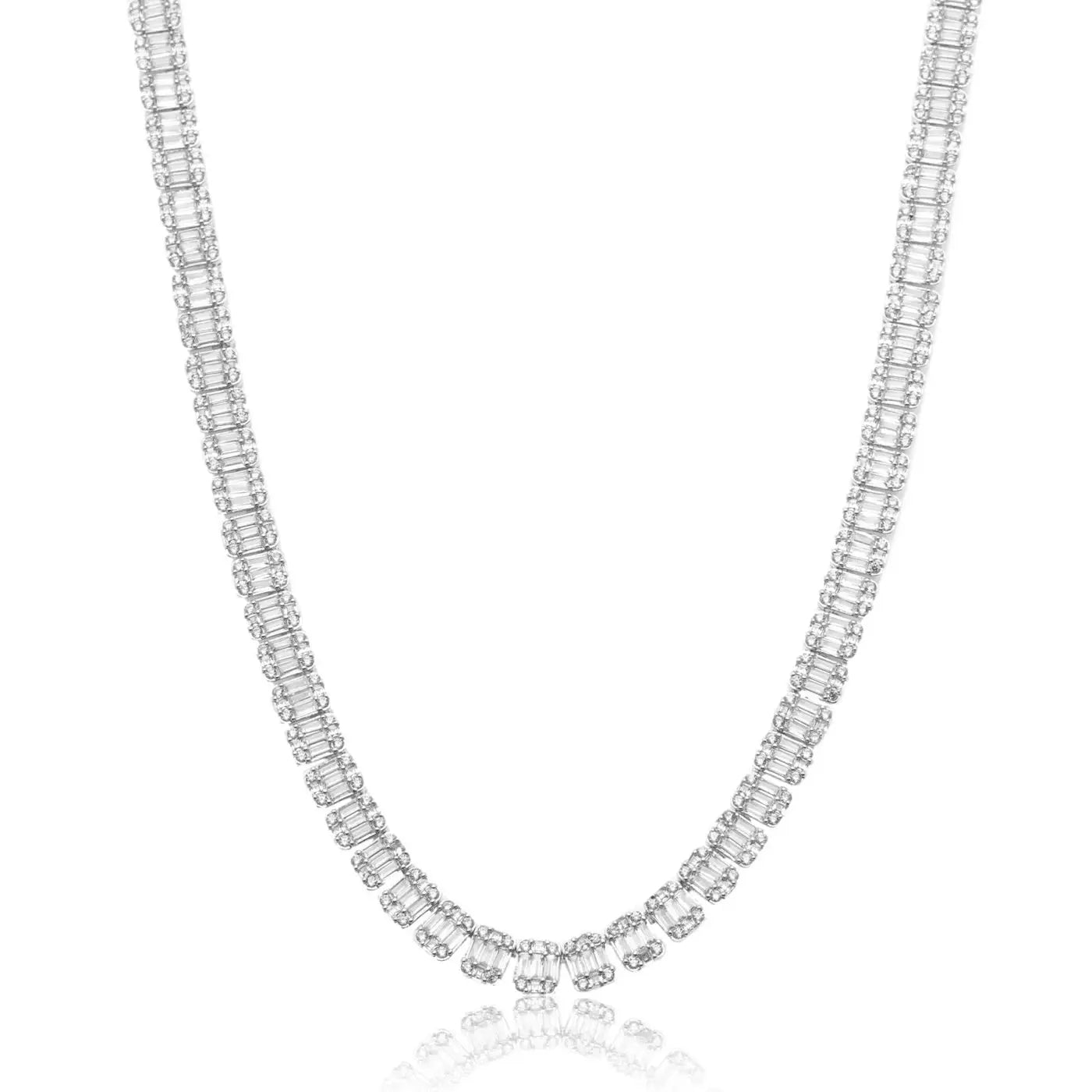  Tyresse 8mm Baguette Tennis Chain - White Gold