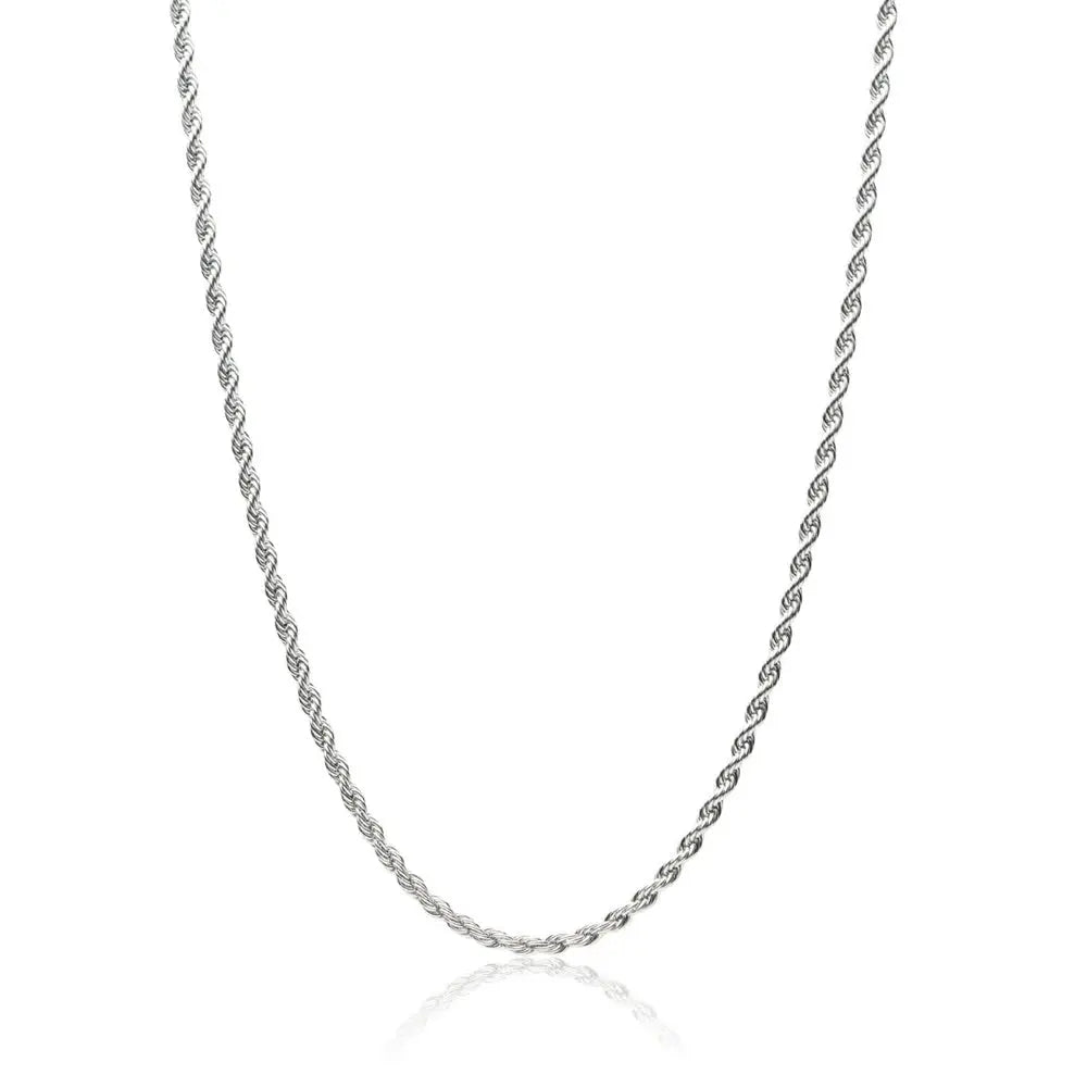  Tyresse 3mm Rope Necklace - White Gold