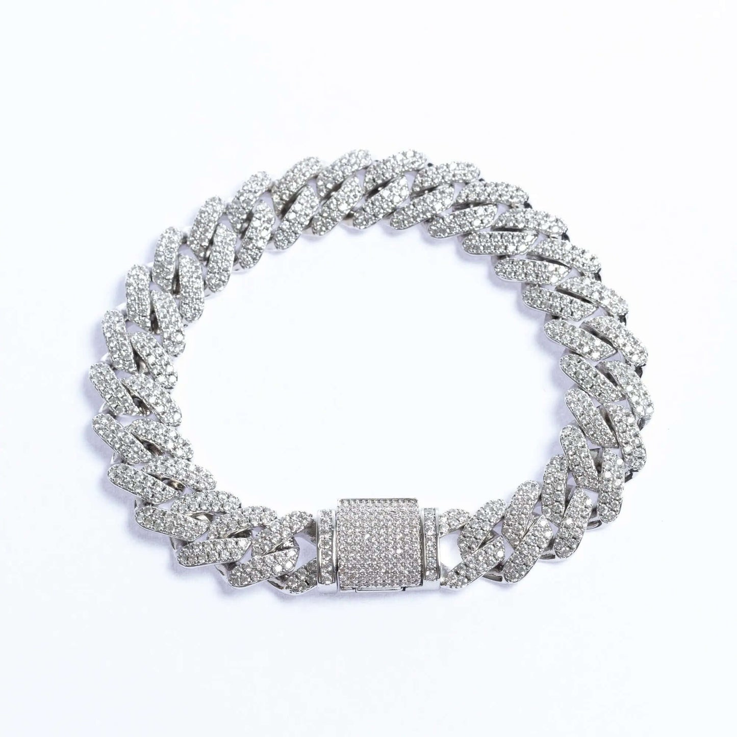  Tyresse 12mm Iced Prong Cuban Bracelet - Silver