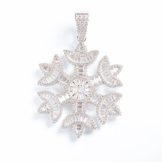  Tyresse Iced Snowflake Pendant - White Gold