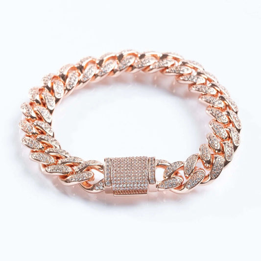 Tyresse  12mm Iced Miami Cuban Bracelet - Rose Gold