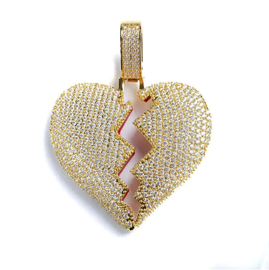 Tyresse  Iced Broken Heart Pendant - Gold