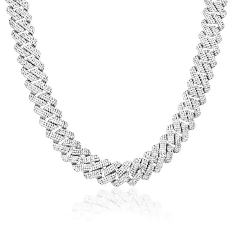 Tyresse  19mm Iced Prong Cuban Chain - Silver