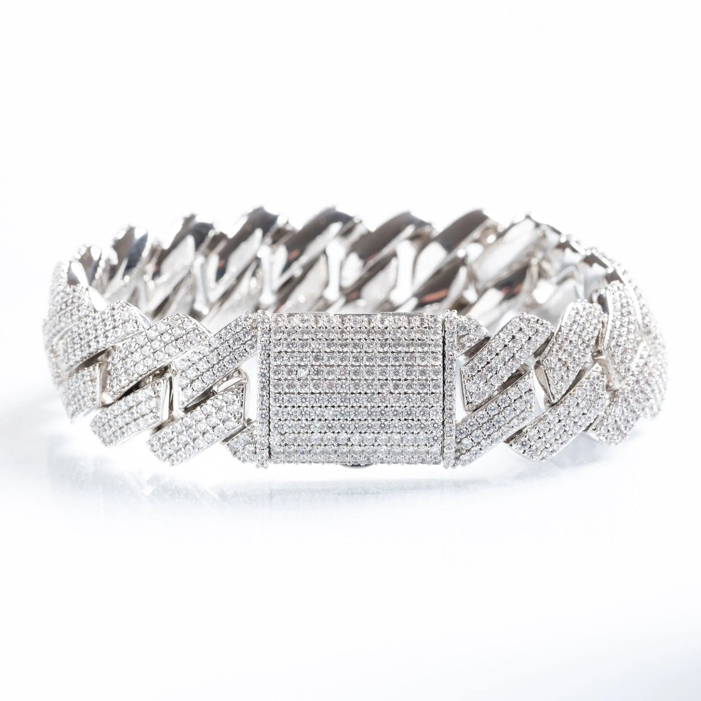 Tyresse  19mm Iced Prong Cuban Bracelet - White Gold