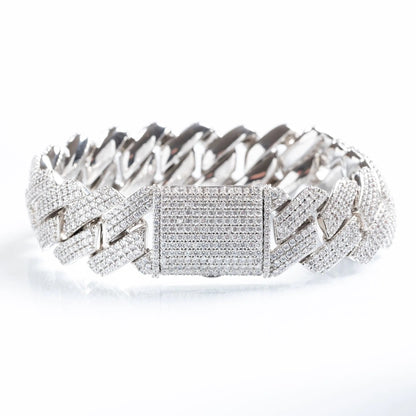 Tyresse  19mm Iced Prong Cuban Bracelet - White Gold