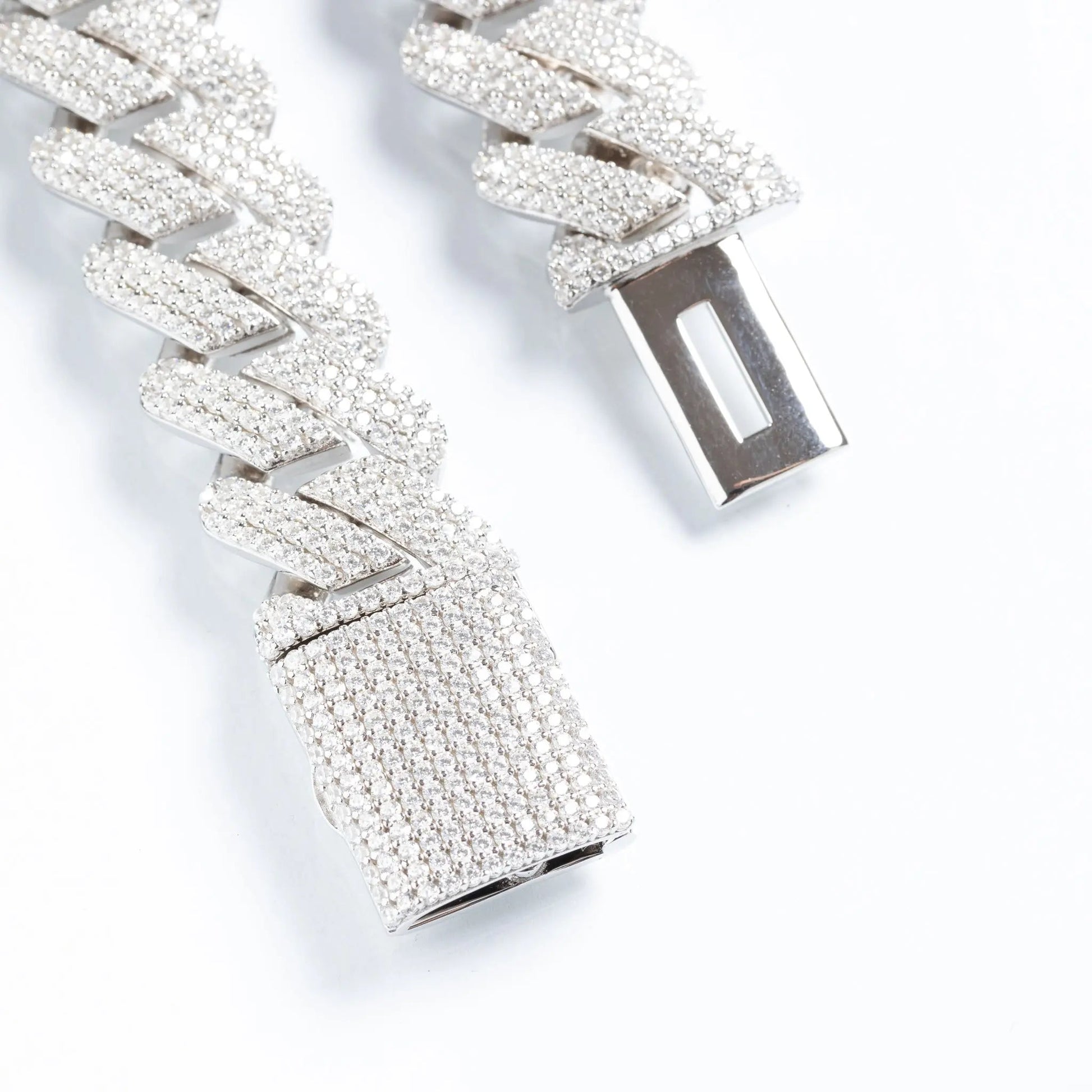  Tyresse 19mm Iced Prong Cuban Chain + Bracelet - White Gold