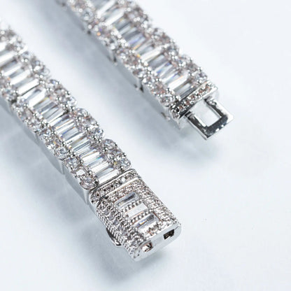 18K White Gold Plated Baguette Diamond Bracelet Drip Store WorldWide